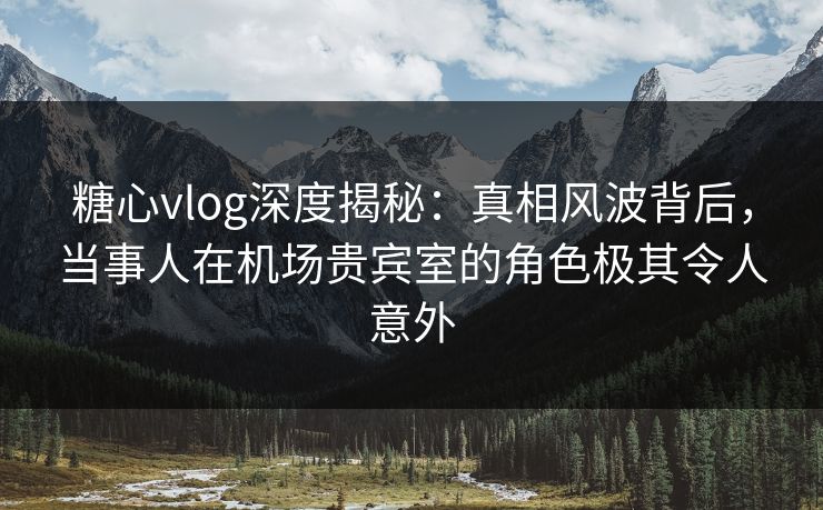 糖心vlog深度揭秘：真相风波背后，当事人在机场贵宾室的角色极其令人意外