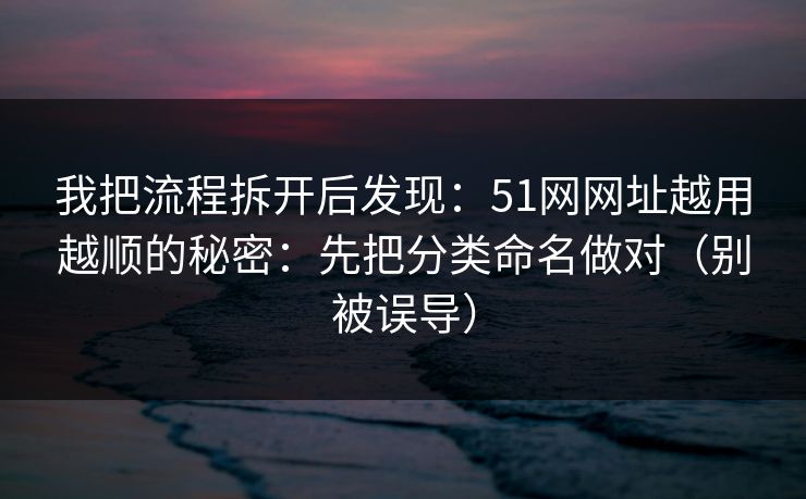 我把流程拆开后发现：51网网址越用越顺的秘密：先把分类命名做对（别被误导）