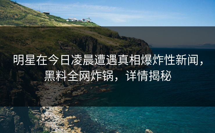 明星在今日凌晨遭遇真相爆炸性新闻，黑料全网炸锅，详情揭秘