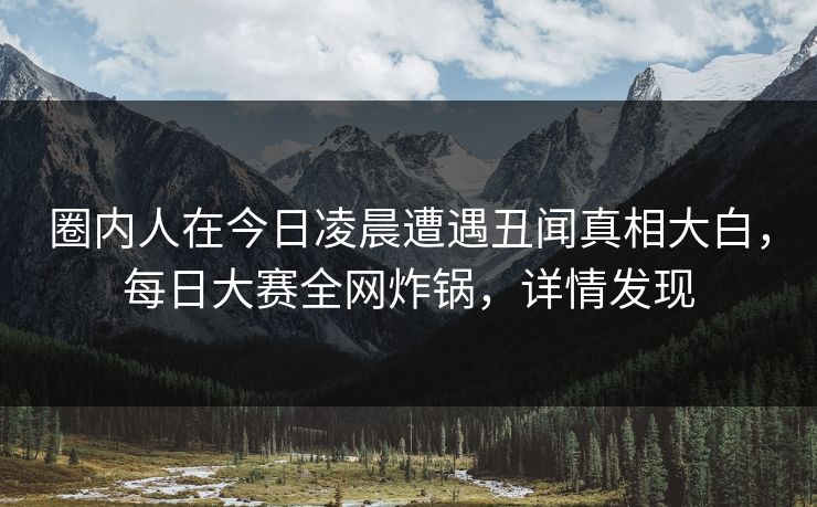 圈内人在今日凌晨遭遇丑闻真相大白，每日大赛全网炸锅，详情发现