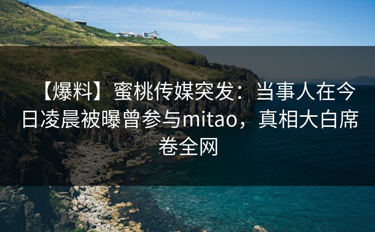 【爆料】蜜桃传媒突发：当事人在今日凌晨被曝曾参与mitao，真相大白席卷全网